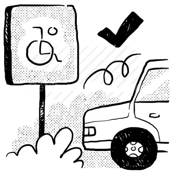 disabled, disability, wheelchair, park, parking, checkmark, car